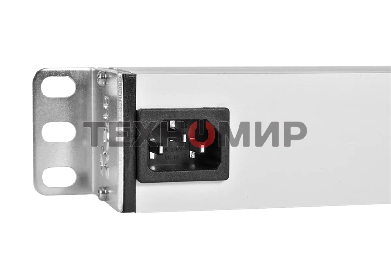 Блок розеток Rem-10 без шнура с выкл., 8 Sсhuko, вход IEC 60320 C14, 10A, алюм., 19