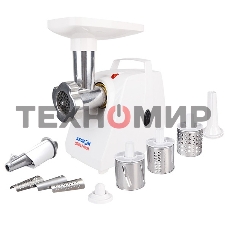 Мясорубка электрическая Аксион М34.02 белый, 1500 Вт, 1.7 кг/мин, защита от перегрузки, насадки - 5