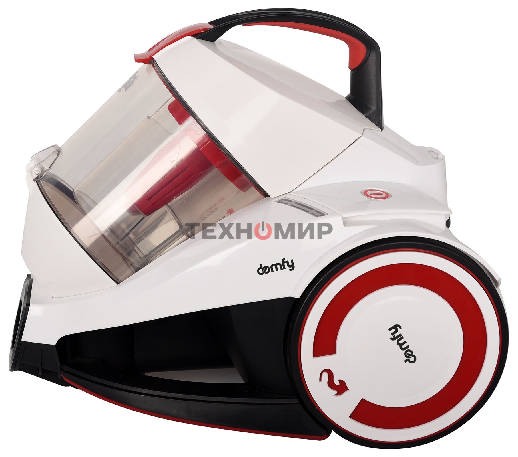 Пылесос Domfy DSC-VC505 белый/красный, 350/2000 Вт, уборка сухая, пылесборник контейнер 2.5 л
