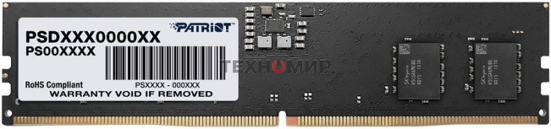 Оперативная память Patriot Signature, DDR5, 32GB (1x32 GB), 4800 MHz, CL40, DIMM