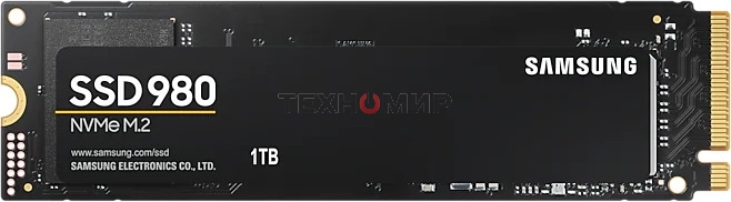 Накопитель SSD Samsung 980, 1000Gb, PCIe 3.0 x4, M.2 2280, NVMe, R/W 3500/3000