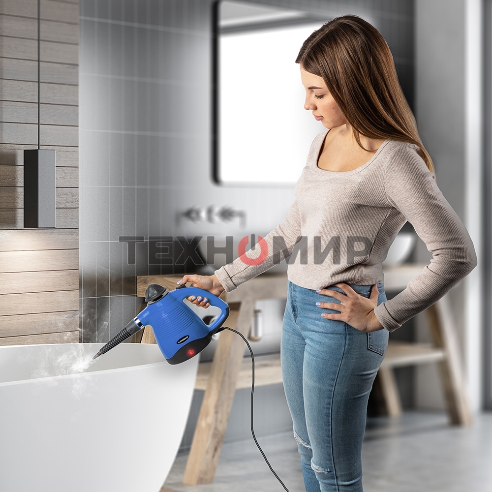 Универсальный пароочиститель Endever Odyssey Q-443, черный/синий, 900 Вт, 3.5 бар, 28 г/мин