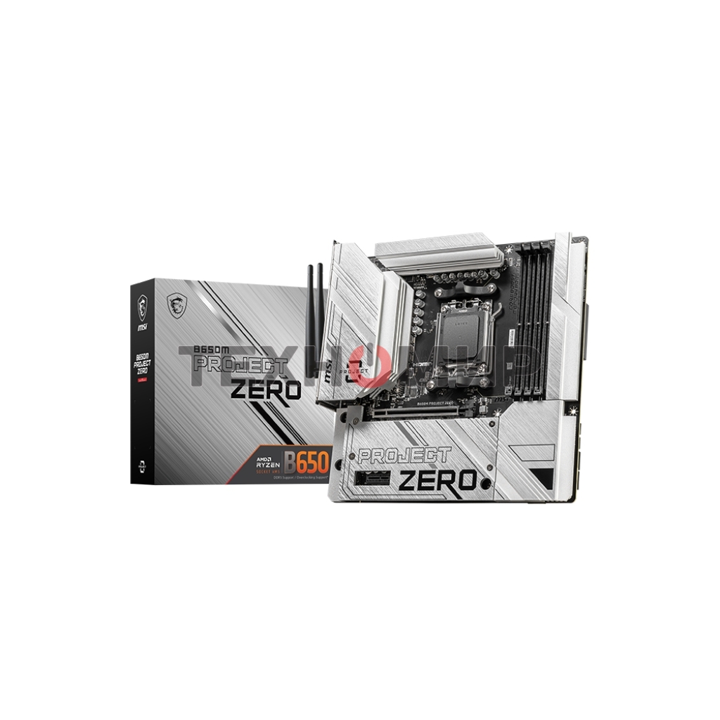 Материнская плата MSI B650M PROJECT ZERO, AM5, AMD B650, 4xDDR5, 4xSATA, 2xM.2, 1xPCIe 4.0 x16, 1xPCIe x1, 1xDP, 1xHDMI, 1x 2.5Gb LAN, 2xUSB-A 2.0, 2xUSB 3.2 Gen 1, 3xUSB 3.2 Gen 2, 3x3.5 мм, 7.1, mATX