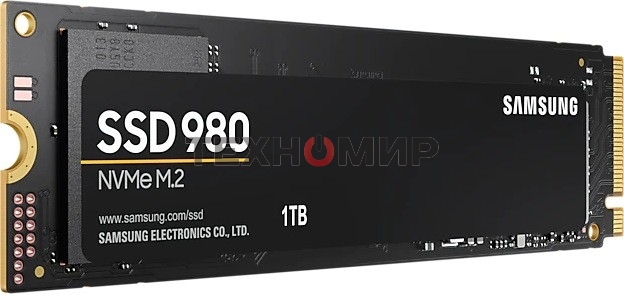 Накопитель SSD Samsung 980, 1000Gb, PCIe 3.0 x4, M.2 2280, NVMe, R/W 3500/3000