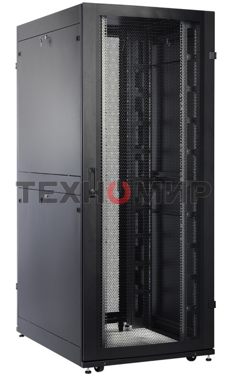 Шкаф серверный ПРОФ напольный 42U (800x1000) дверь перфор. 2 шт., черный, в сборе (ШТК-СП-42.8.10-44АА-9005)