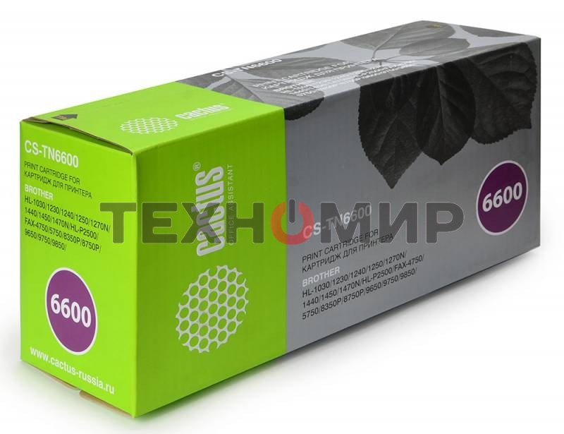 Картридж лазерный Cactus CS-TN6600 черный (6000 стр.) для Brother HL-1030/1230/1240/1250/1270N/1440/1450/1470N