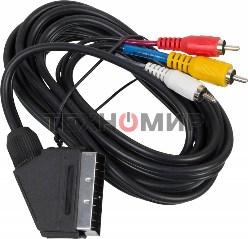 Кабель аудио-видео Ningbo SCART (m)/3хRCA (m) 3м. черный