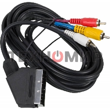 Кабель аудио-видео Ningbo SCART (m)/3хRCA (m) 3м. черный