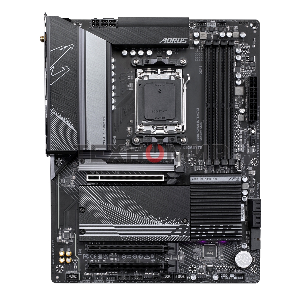 Материнская плата GIGABYTE B650 AORUS ELITE AX V2, AM5, AMD B650, 4xDDR5, 4xSATA, 3xM.2, 1xPCI-E 4.0 x16, 1xHDMI, 1xDP, 1xUSB-C 3.2 Gen 2, 5xUSB-A 3.2 Gen 1, 2xUSB-A 3.2 Gen 2, 4xUSB-A 2.0, 1x 2.5Gb LAN, 3x3.5 мм, 7.1, ATX