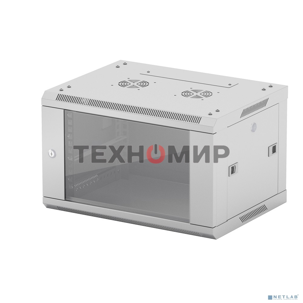Шкаф телекоммуникационный настенный NEOMAX 6U (600х350), стеклянная дверь, замок (3шт) на ключе, разборный, цвет серый (1 коробка) NCB-WM6U-6035GK3-100-GY