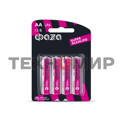 Элемент питания алкалиновый LR 6 Super Alkaline BL-4 (уп.4шт) ФАZА 4895205000285, 1.5 В