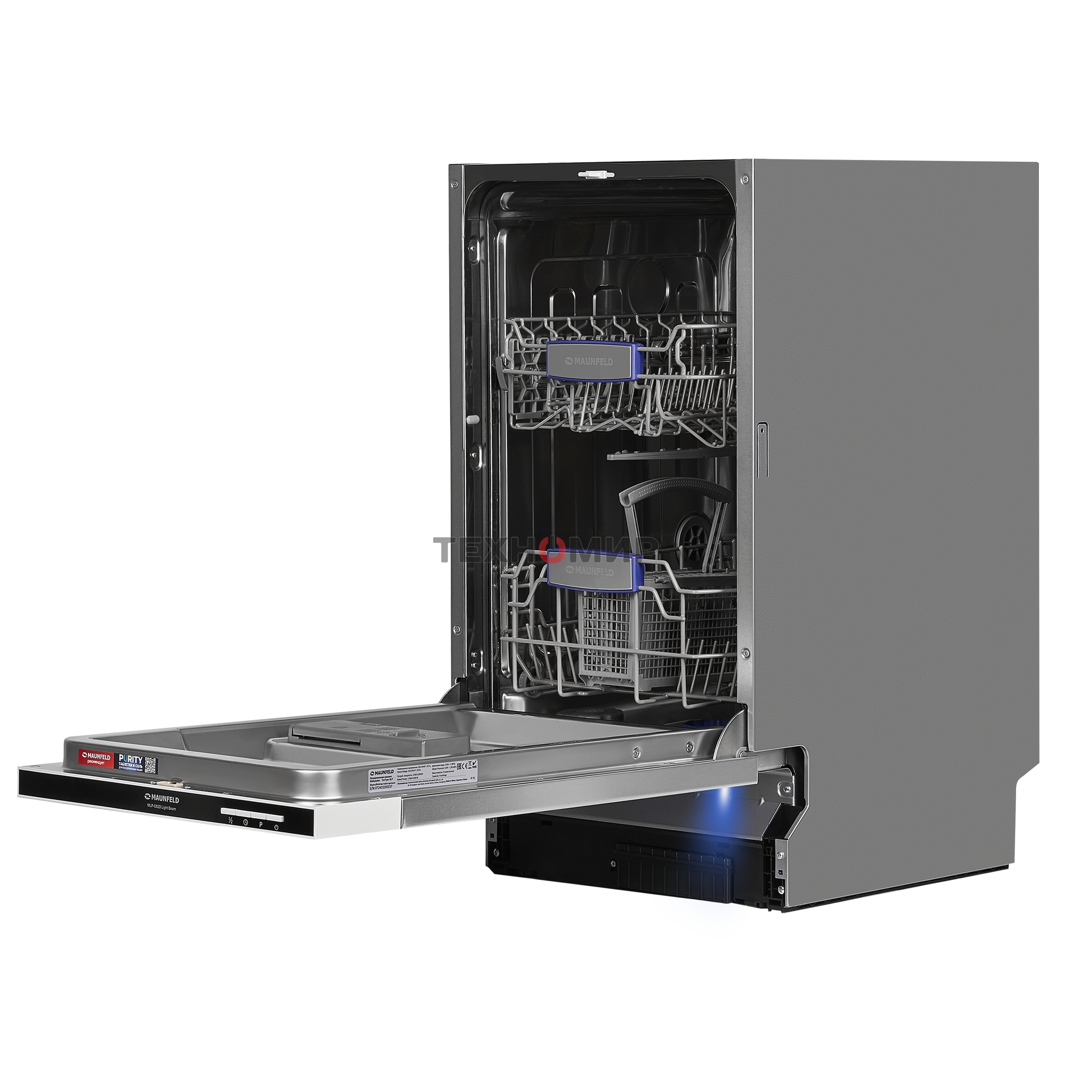 Встраиваемая посудомоечная машина Maunfeld MLP-082D Light Beam, серебристый, 44.8 см, 9 компл., 49 дБ, класс A++