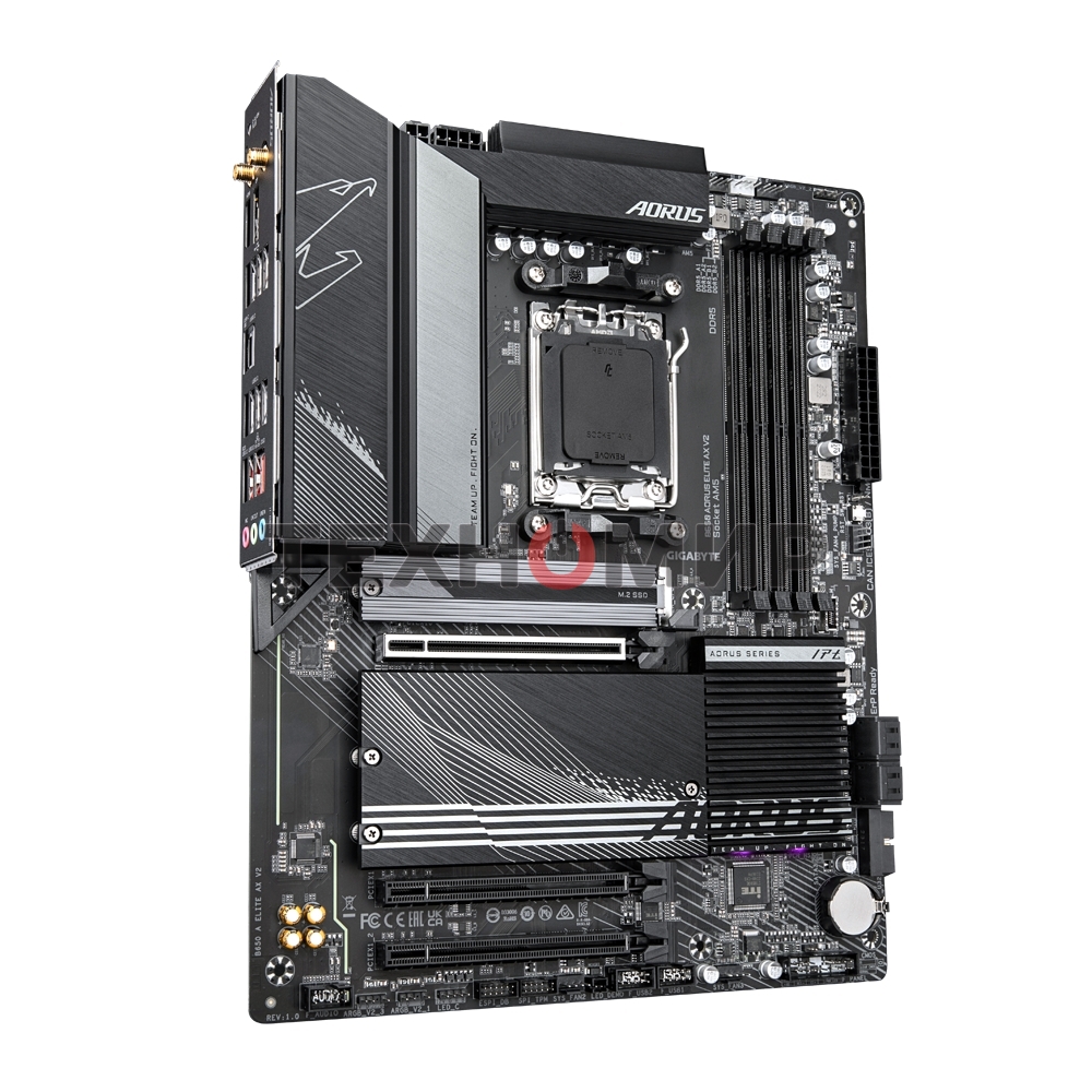 Материнская плата GIGABYTE B650 AORUS ELITE AX V2, AM5, AMD B650, 4xDDR5, 4xSATA, 3xM.2, 1xPCI-E 4.0 x16, 1xHDMI, 1xDP, 1xUSB-C 3.2 Gen 2, 5xUSB-A 3.2 Gen 1, 2xUSB-A 3.2 Gen 2, 4xUSB-A 2.0, 1x 2.5Gb LAN, 3x3.5 мм, 7.1, ATX