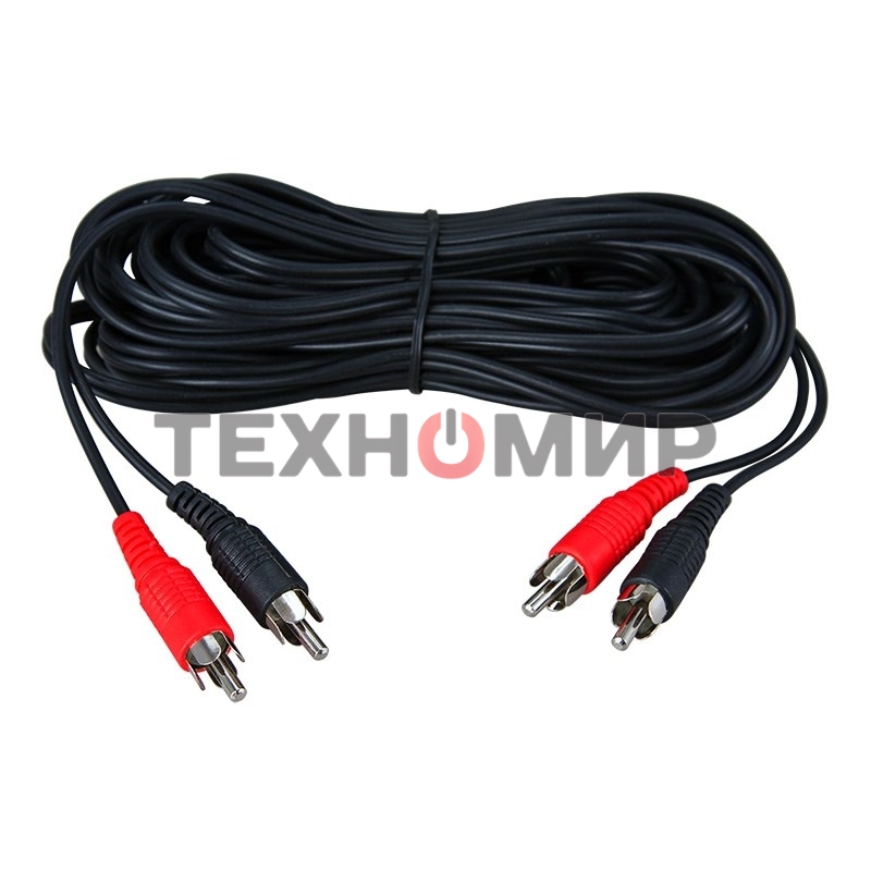 Шнур Rexant 2 RCA - 2 RCA, 1.5 м, черный (10 шт./уп.)