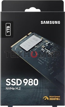 Накопитель SSD Samsung 980, 1000Gb, PCIe 3.0 x4, M.2 2280, NVMe, R/W 3500/3000
