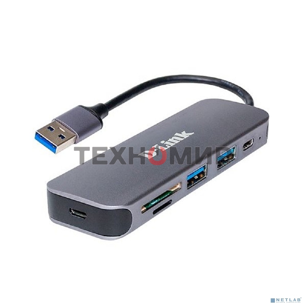 USB-концентратор D-Link DUB-1325/A2A с 2 портами USB 3.0, 1 портом USB Type-C, слотами для карт SD и microSD и разъемом USB 3.0