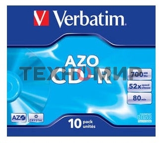 Диск CD-R Verbatim 700Mb 52x Jewel case (10шт) (43327)