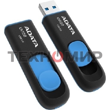 Флешка USB ADATA UV128 (AUV128-64G-RBE), 64Gb, USB 3.0, R/W 100/30, черный/синий