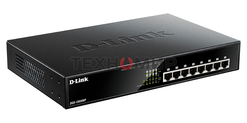 Коммутатор D-Link DGS-1008MP/A2A/B1A, Layer 2 unmanaged Gigabit Switch with PoE and Green Ethernet power save technology