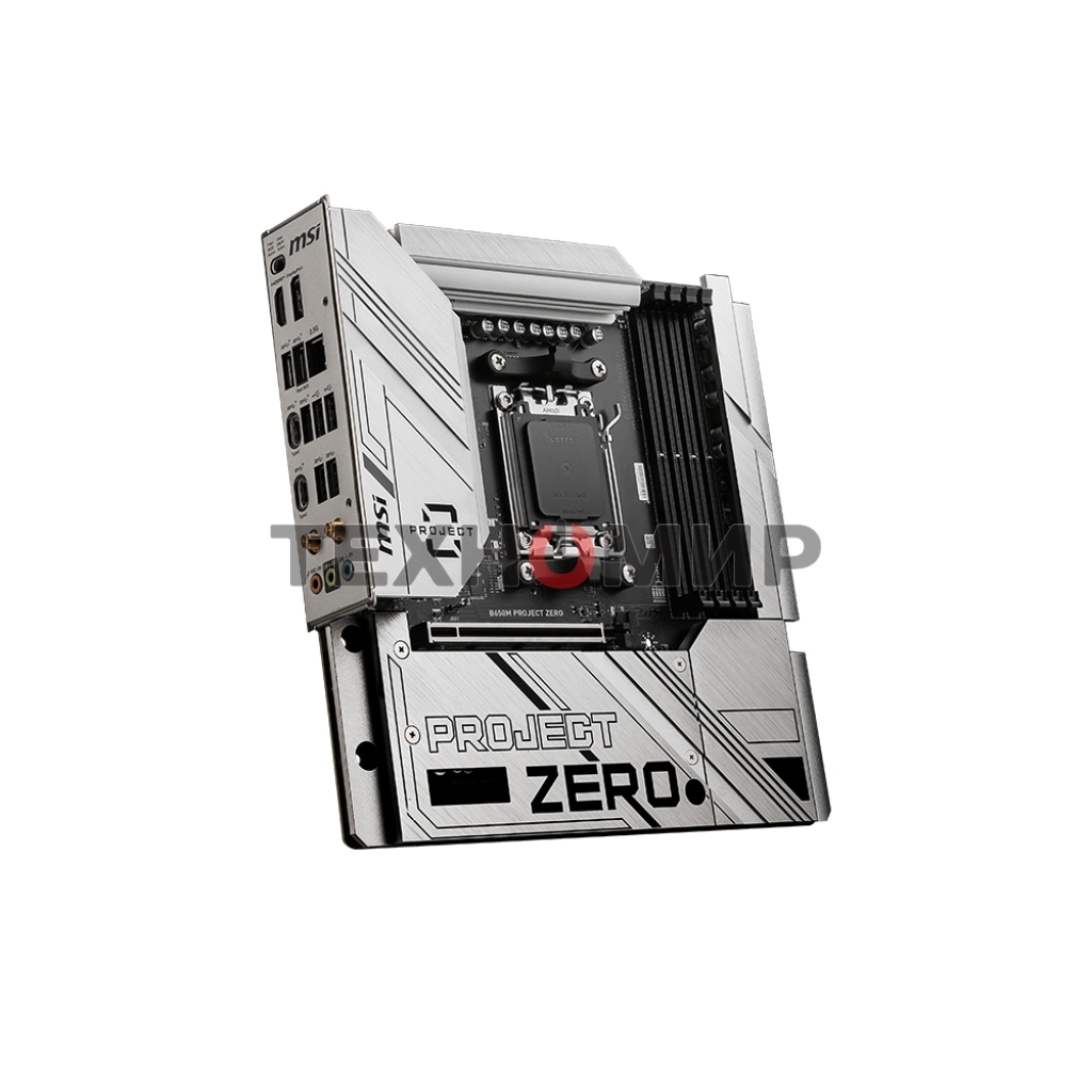 Материнская плата MSI B650M PROJECT ZERO, AM5, AMD B650, 4xDDR5, 4xSATA, 2xM.2, 1xPCIe 4.0 x16, 1xPCIe x1, 1xDP, 1xHDMI, 1x 2.5Gb LAN, 2xUSB-A 2.0, 2xUSB 3.2 Gen 1, 3xUSB 3.2 Gen 2, 3x3.5 мм, 7.1, mATX