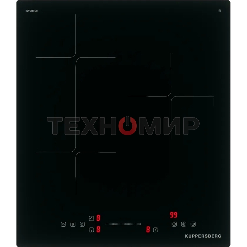 Варочная панель Kuppersberg ICI 412, индукция, High-Tech, прямой край, 9 уровней мощности, бустер, Stop and Go, Flexi-zone, автоматическое отключение, таймер, индикатор остаточного тепла, сенсорное управление, черный