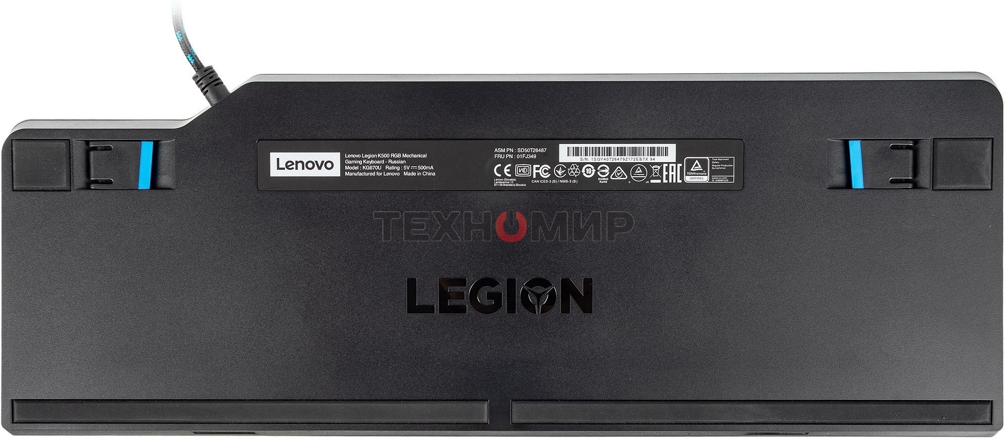 Клавиатура Lenovo Legion K500 RGB Mechanical проводная, USB Type-A, серый