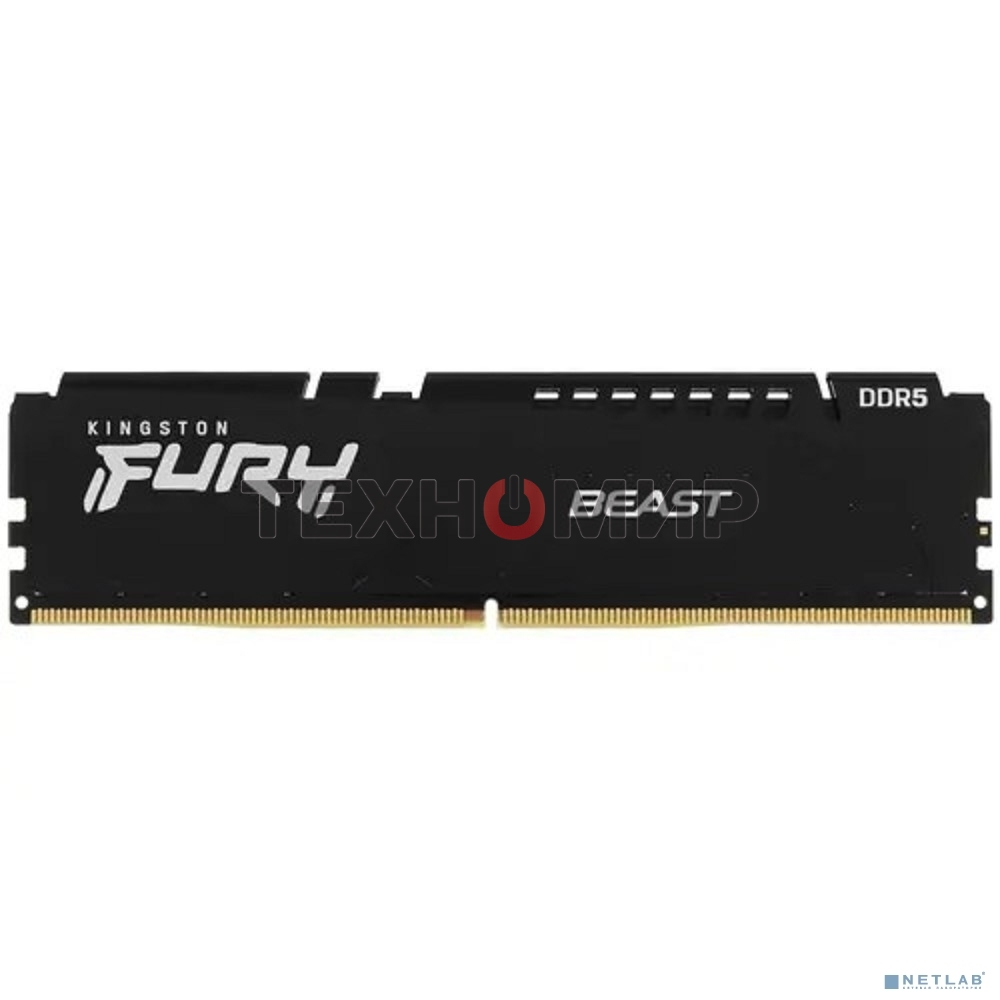 Оперативная память Kingston Fury Beast, DDR5, 32GB (1x32GB), 5200MHz, CL40, DIMM, радиатор, черный