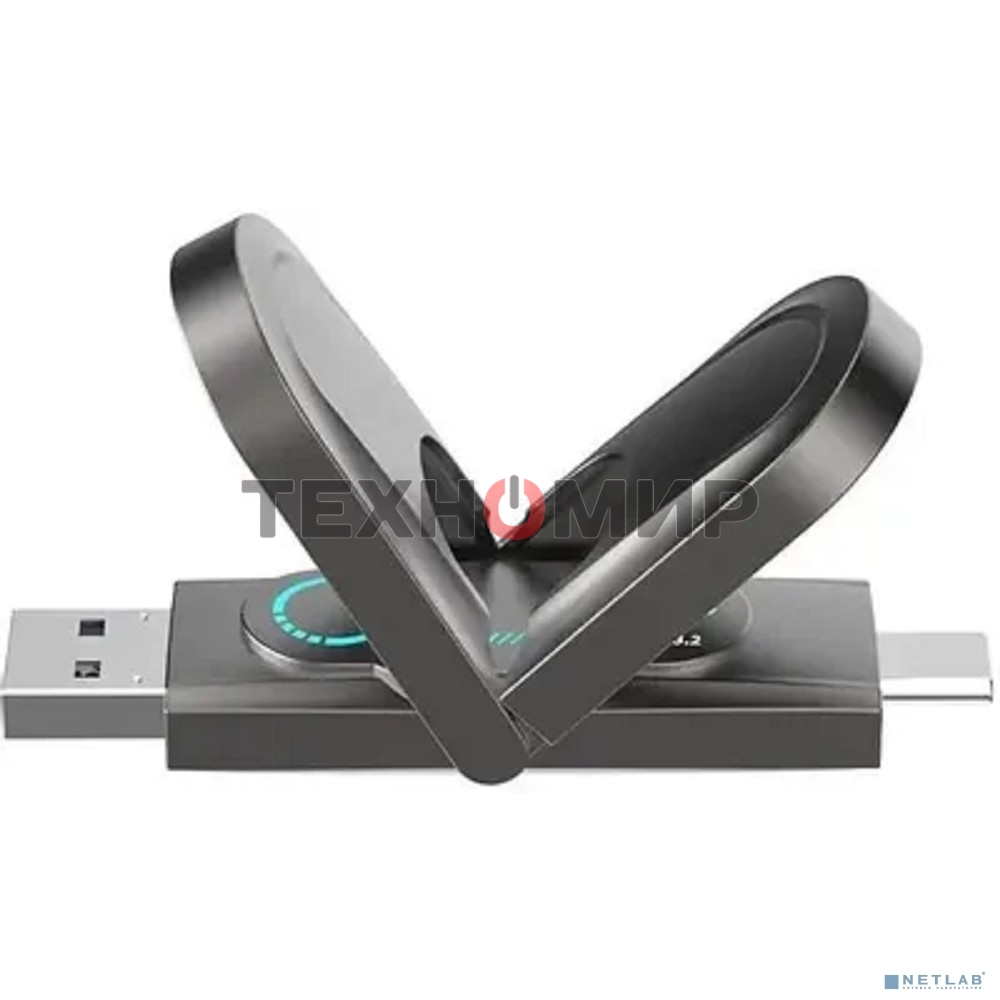 Флешка USB Netac US9 (NT03US9C-512G-32TA), 512Gb, USB 3.2 Gen2 Type-A/USB Type-C, R/W 1000/900, серебристый