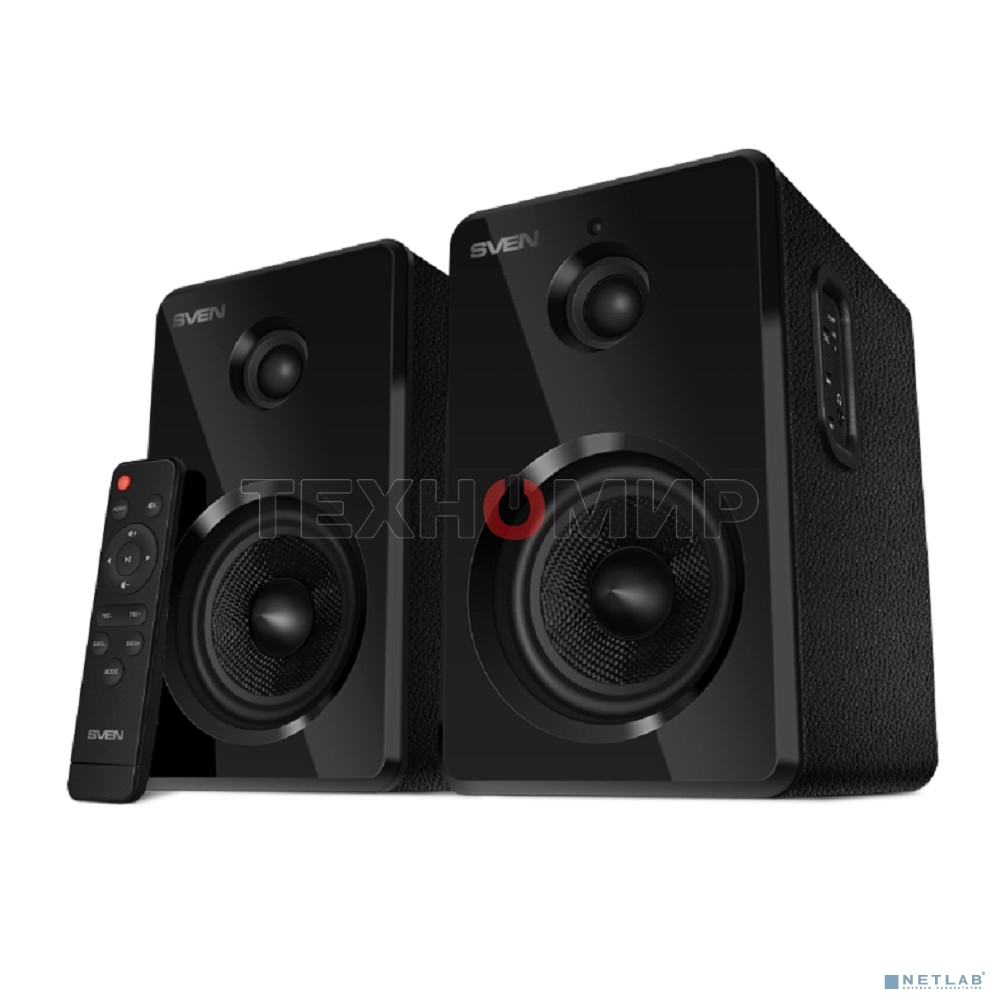Акустическая система SVEN SPS-730 2.0 черные (2x25Вт, экокожа, USB/SD, пульт ДУ, Bluetooth)