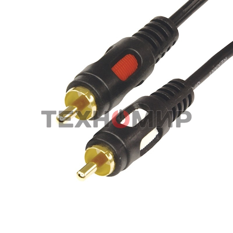 Шнур Rexant 2 RCA - 2 RCA, длина 3 метра, черный (GOLD)