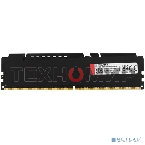 Оперативная память Kingston Fury Beast, DDR5, 32GB (1x32GB), 5200MHz, CL40, DIMM, радиатор, черный