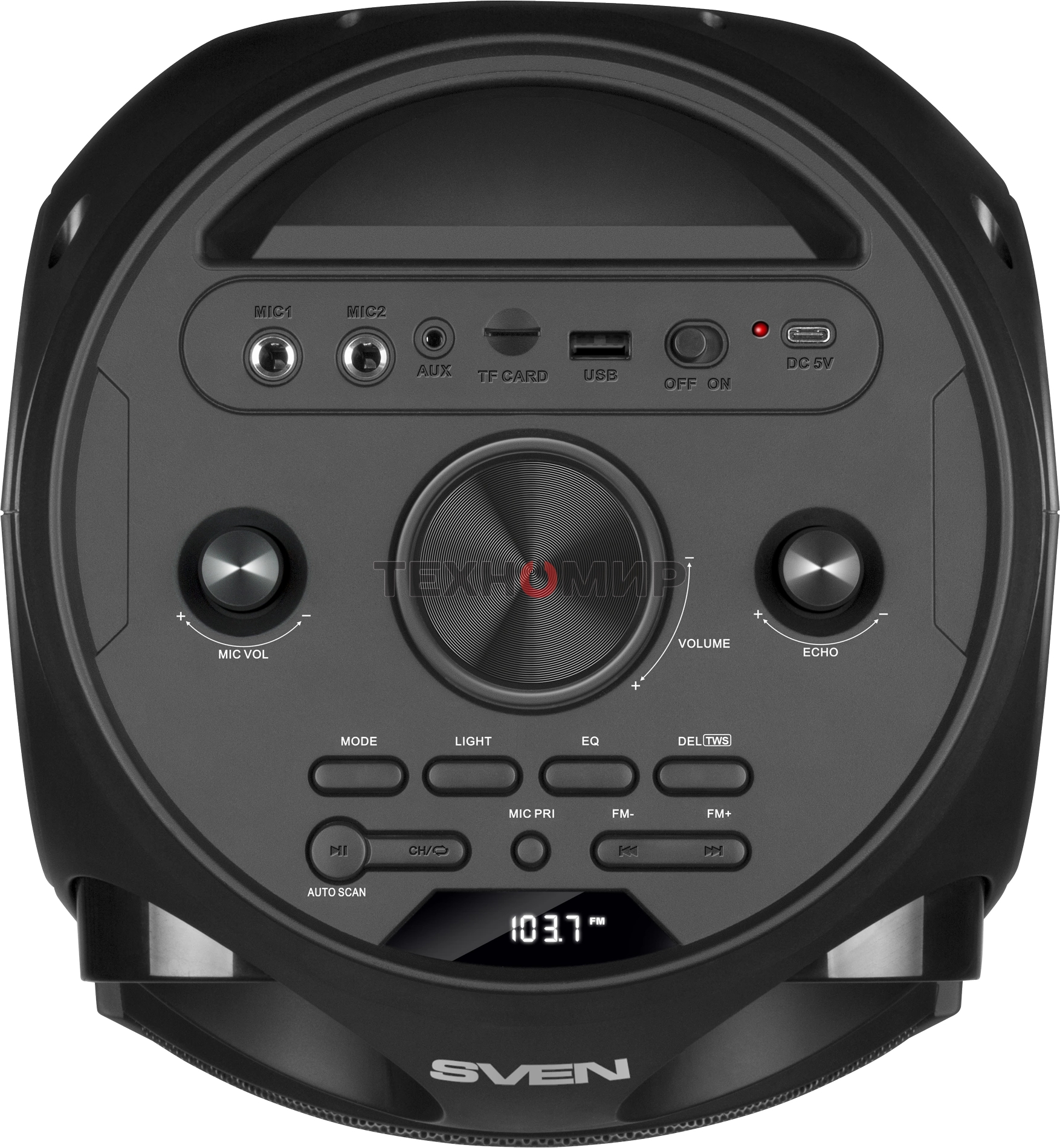 Колонка АС Sven PS-750, черный (80 Вт, TWS, Bluetooth, FM, USB, microSD, LED-дисплей, 2х4400мА*ч)