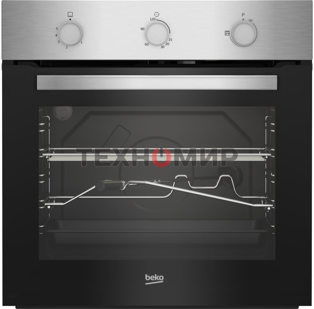 Газовый духовой шкаф Beko BBIGT21100X с откидным электрическим грилем; автоматический электроподжиг; поворотные переключатели; металлические направляющие; объем - 72л; 3 стекла дверцы; 1 решетка; 1 противень; вертел. Цвет нержавеющая сталь; Материал панел