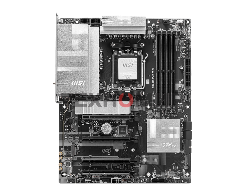 Материнская плата MSI PRO B850-P WIFI, AM5, AMD B850, 4xDDR5, 4xSATA, 3xM.2, 1xPCIe 5.0 x16, 1xPCIe 4.0 x4, 2xPCIe 3.0 x1, 1xHDMI, 1x5Gb LAN, Wi-Fi 7, 4xUSB 2.0, 1xUSB 3.2 Gen 1, 1xUSB 3.2 Gen 2, 2xUSB-C 3.2 Gen 2, 2x3.5 мм, 7.1, ATX