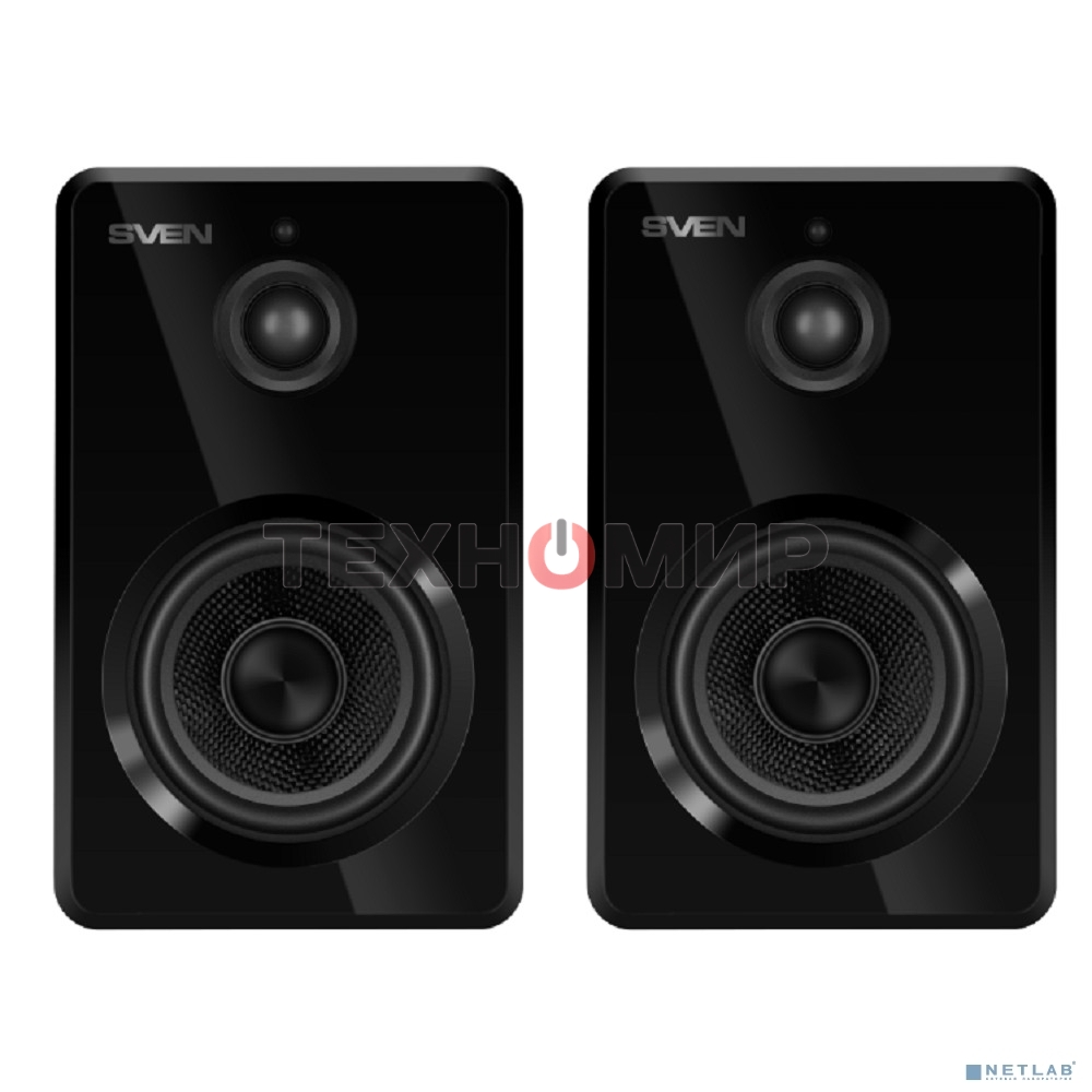 Акустическая система SVEN SPS-730 2.0 черные (2x25Вт, экокожа, USB/SD, пульт ДУ, Bluetooth)