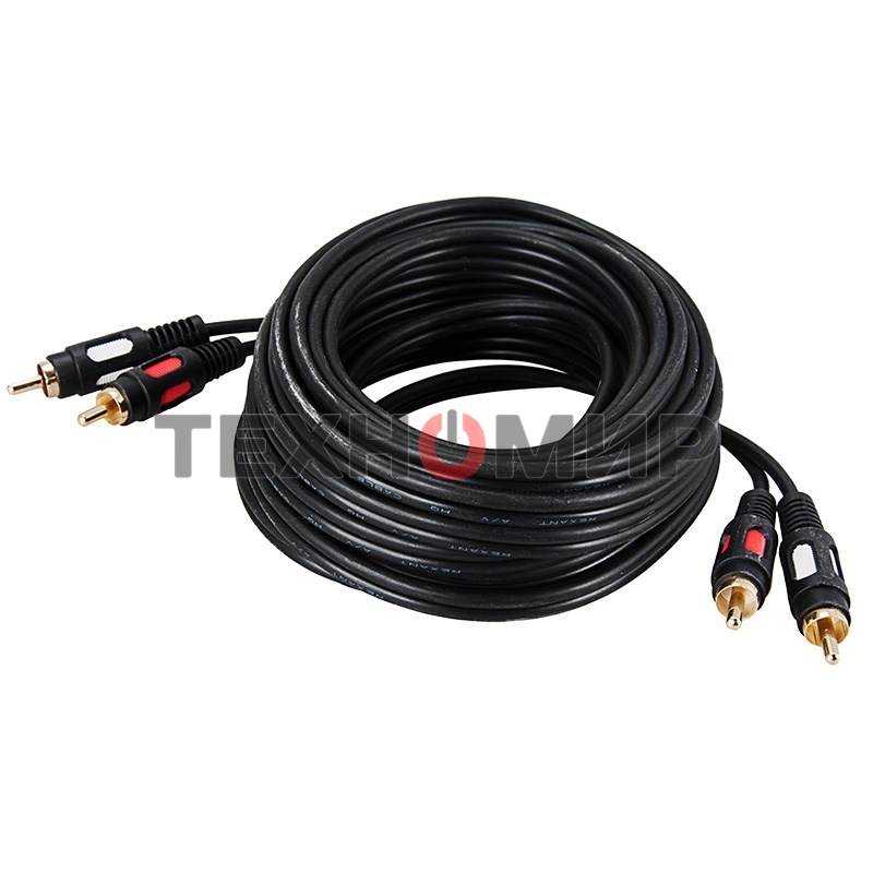 Шнур Rexant 2 RCA - 2 RCA, длина 3 метра, черный (GOLD)