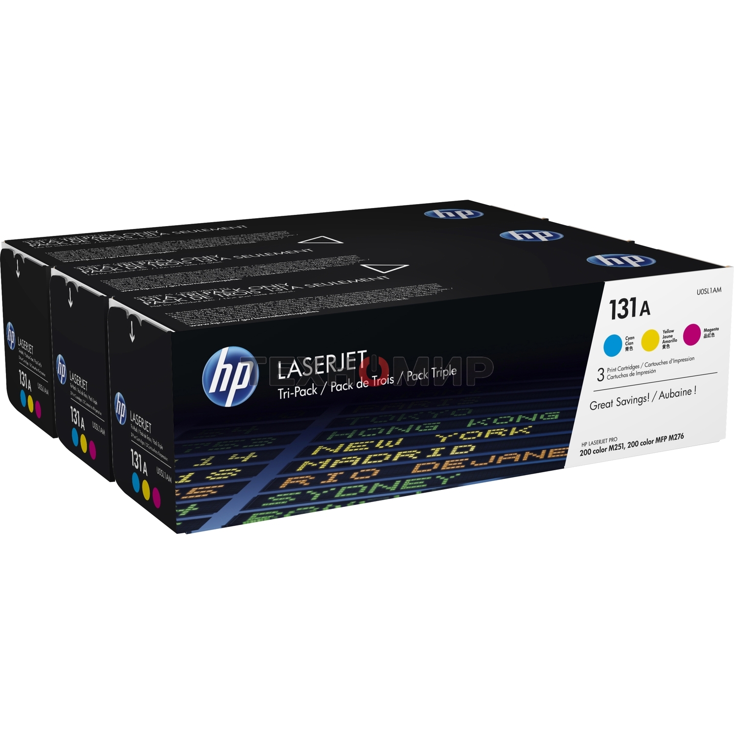 Картридж лазерный комплект HP 131A U0SL1AM голубой/пурпурный/желтый для HP LJ Pro 200/Color M251/M251n/M25 (3 х 1800 стр.)