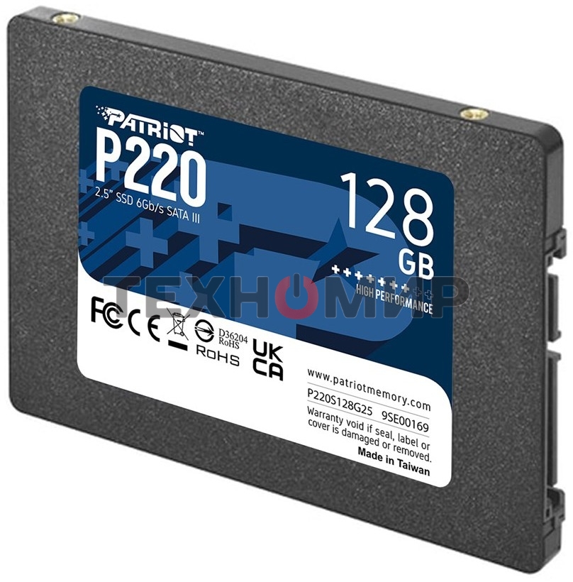 Накопитель SSD Patriot P220, 128Gb, SATA III, 2.5