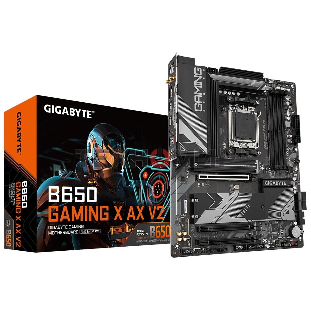 Материнская плата Gigabyte B650 GAMING X AX V2, AM5, AMD B650, 4xDDR5, 4xSATA, 3xM.2, 1xPCI-E 4.0 x16, 2xPCI-E 3.0 x1, 1xUSB-A 3.2 Gen 2, 3xUSB-A 3.2 Gen 1, 1xUSB-C 3.2 Gen 2, 1x 2.5Gb LAN, 3x3.5 мм, 7.1, ATX