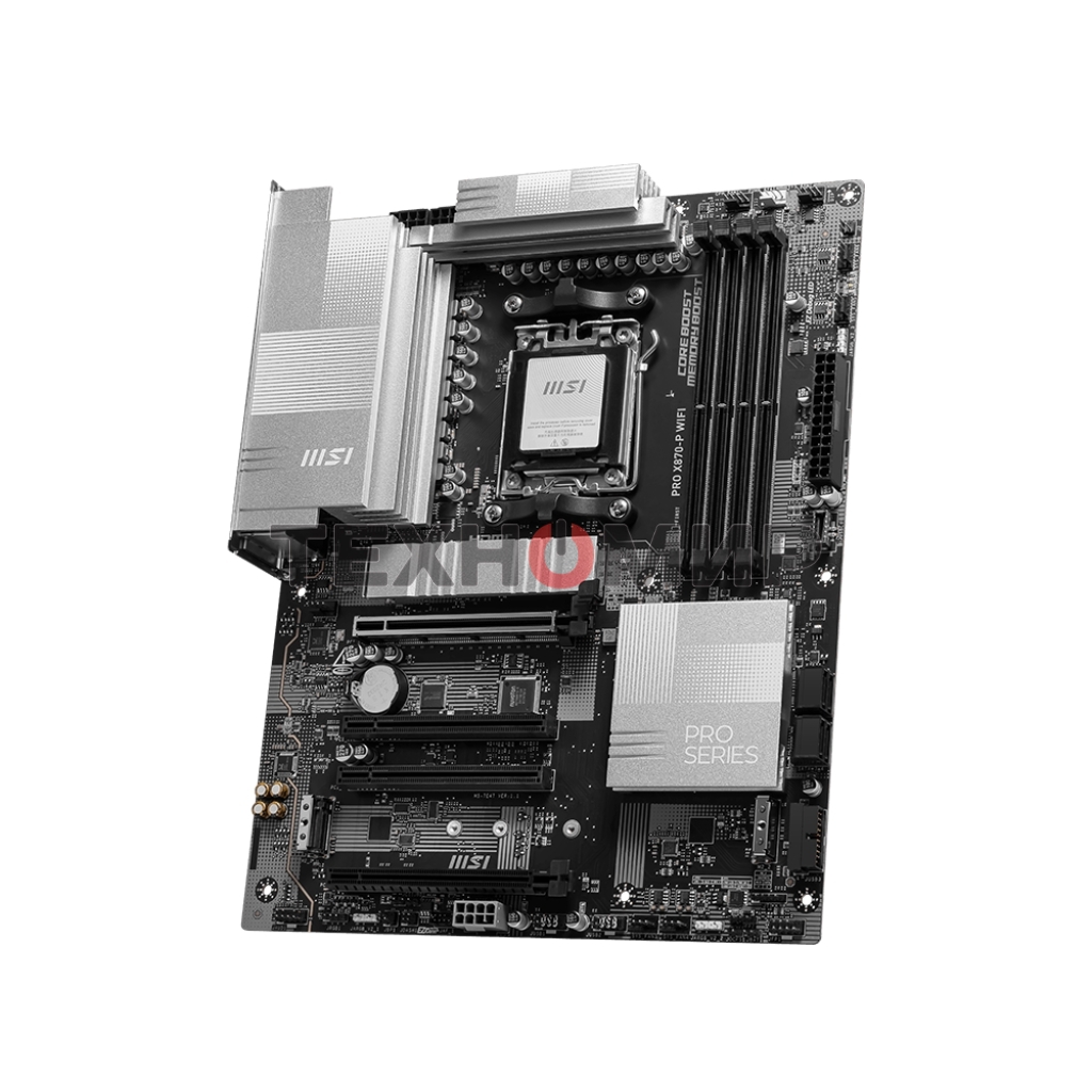 Материнская плата MSI PRO X870-P WIFI, AM5, AMD X870, 4xDDR5, 4xSATA, 3xM.2, 1xPCI-E 5.0 x16, 1xPCI-E 4.0 x16, 2xPCI-E 3.0 x1, 1xHDMI, 1xUSB-C, 1xRJ45 5Gb, 2xUSB-A 3.2 Gen 1, 2xUSB-A 3.2 Gen 2, 4xUSB-A 2.0, 1xUSB-C 3.2 Gen 2x2, 1xUSB4, 3x3.5мм, 7.1, ATX