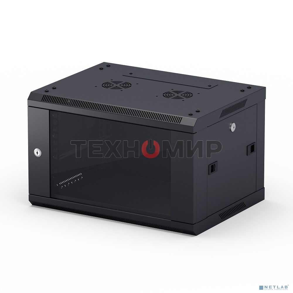 Шкаф телекоммуникационный настенный NEOMAX 9U (600х450), стеклянная дверь, замок-ключ (3 шт), разборный, цвет черный (1 коробка) NCB-WM9U-6045GK3-100-BK