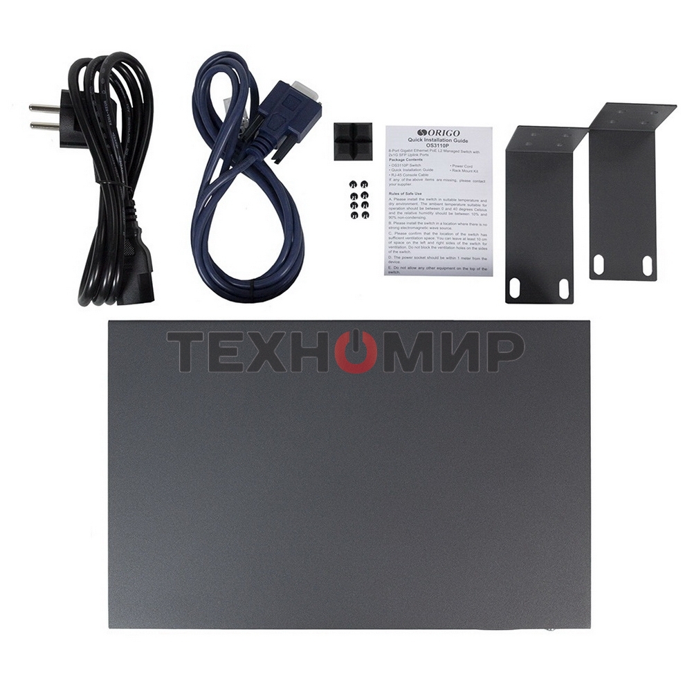 Коммутатор Managed L2 Switch 8x1000Base-T PoE, 2x1000Base-X SFP, PoE Budget 135W, RJ45 Console, 19