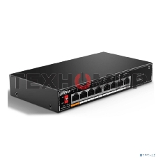 Коммутатор неуправляемый 8-портовый с РоЕ Dahua DH-SF1008LP, 4xRJ45 100Mb PoE, 4xRJ45 100Mb, суммарно 60Вт, коммутация 1.8 Гбит/с, MAC-таблица 2K, металл