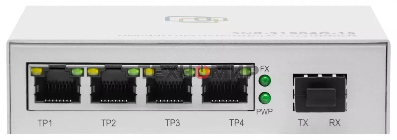 Коммутатор SNR SNR-S1904G-1S, 1Gbит/с, количество портов 4 шт, (L2)