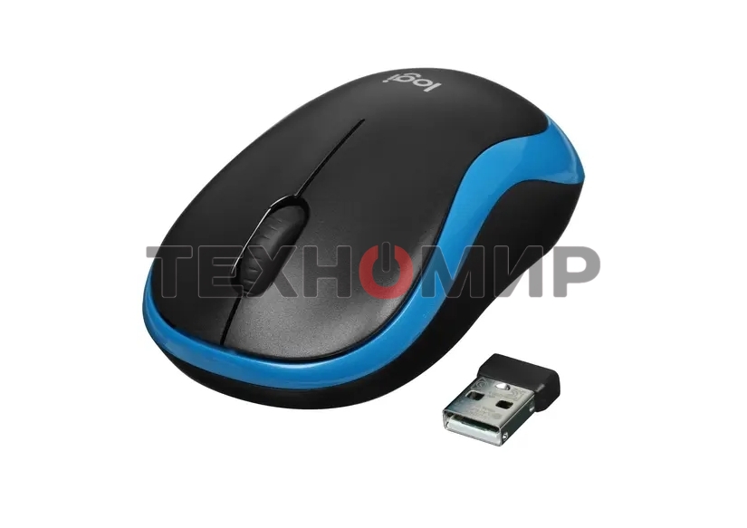 Мышь беспроводная Logitech M185 синий, 1000 dpi, радиоканал, USB, кнопки - 3