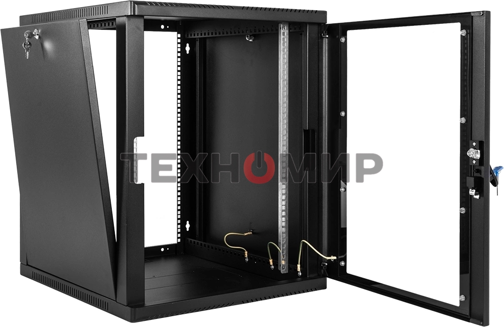 Шкаф ЦМО телекоммуникационный настенный сварной 12U (600 350) съемные стенки, дверь стекло, черный
