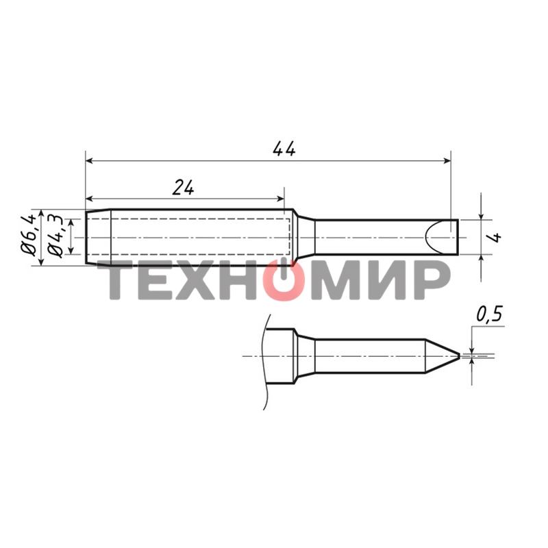 Жало Rexant для паяльника серии 900М, Ø 4.3 мм, тип плоский большой 4.0 мм