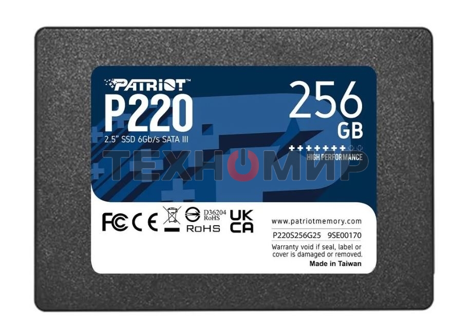 Накопитель SSD Patriot P220, 256Gb, SATA-III, 2.5