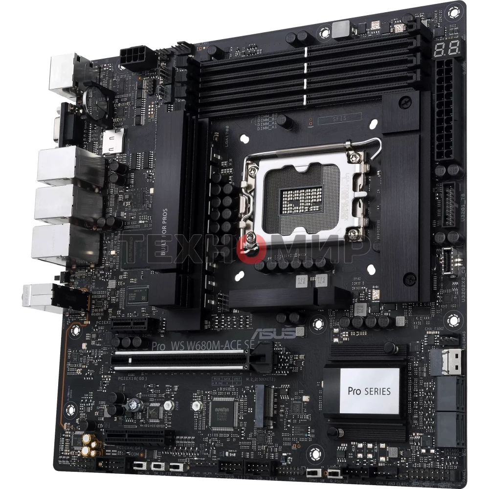 Материнская плата Asus PRO WS W680M-ACE SE, LGA1700, Intel W680, 4xDDR5, 8xSATA, 2xM.2, 1xPCIe 5.0 x16, 1xPCIe 3.0 x4, 1xPCIe 3.0 x1, 1xDP, 1xHDMI, 1xVGA, 3x2.5Gb LAN, 1xUSB-C 10Gbps, 1xUSB-A 10Gbps, 4xUSB-A 5Gbps, 3x3.5 мм, 7.1, mATX