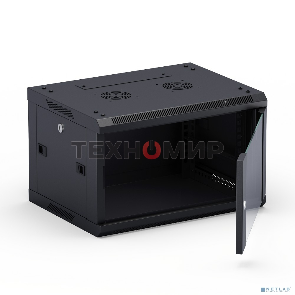 Шкаф телекоммуникационный настенный NEOMAX 9U (600х450), стеклянная дверь, замок-ключ (3 шт), разборный, цвет черный (1 коробка) NCB-WM9U-6045GK3-100-BK